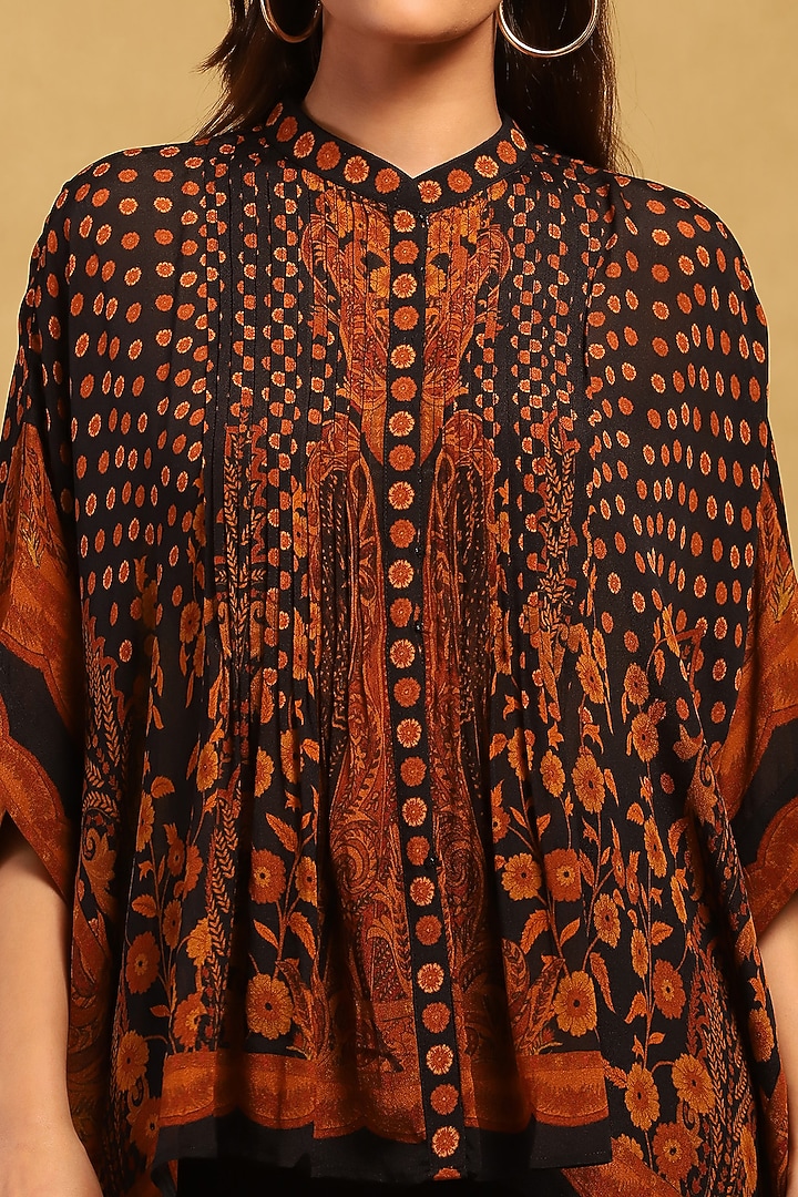 Black & Rust Silk Chinon Kurta by Ritu Kumar at Pernia's Pop Up Shop