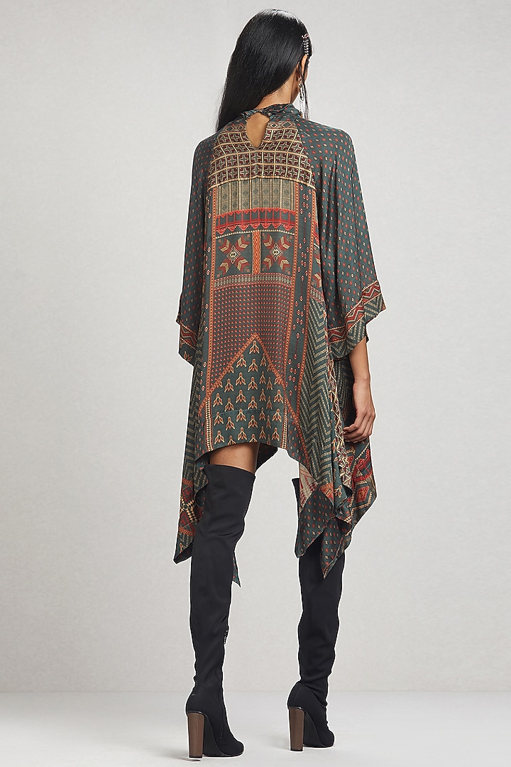 Emerald Green Printed Asymmetric Kurta by Ritu Kumar at Pernia's Pop Up Shop