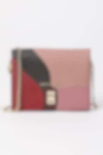 Blush & Red Leather Sling Bag by Ritu Kumar at Pernia's Pop Up Shop