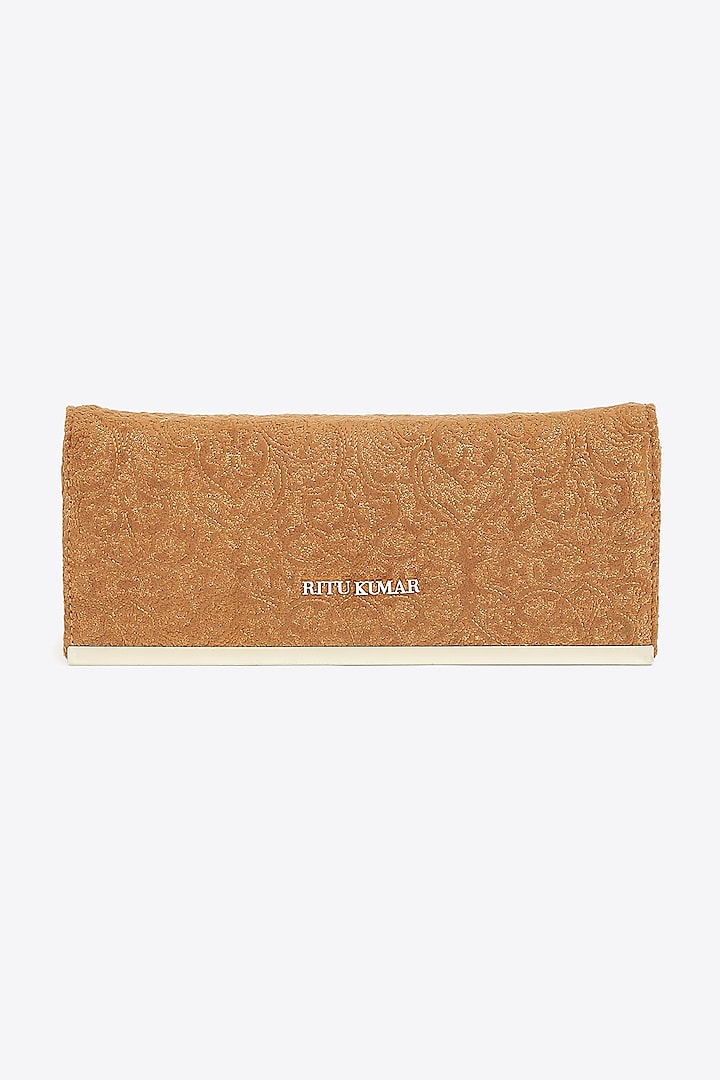 Brown Embroidered Wallet by Ritu Kumar