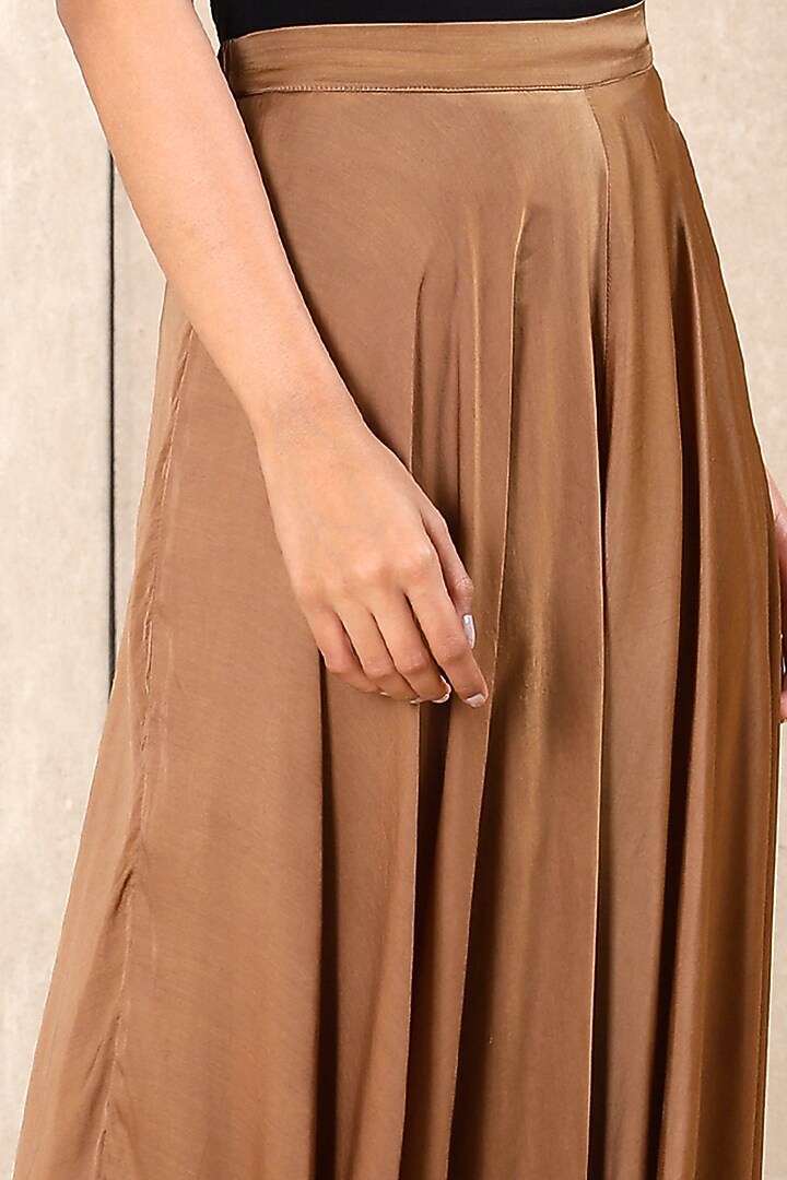 Dull Gold Dehri Satin Pants by Ritu Kumar at Pernia's Pop Up Shop