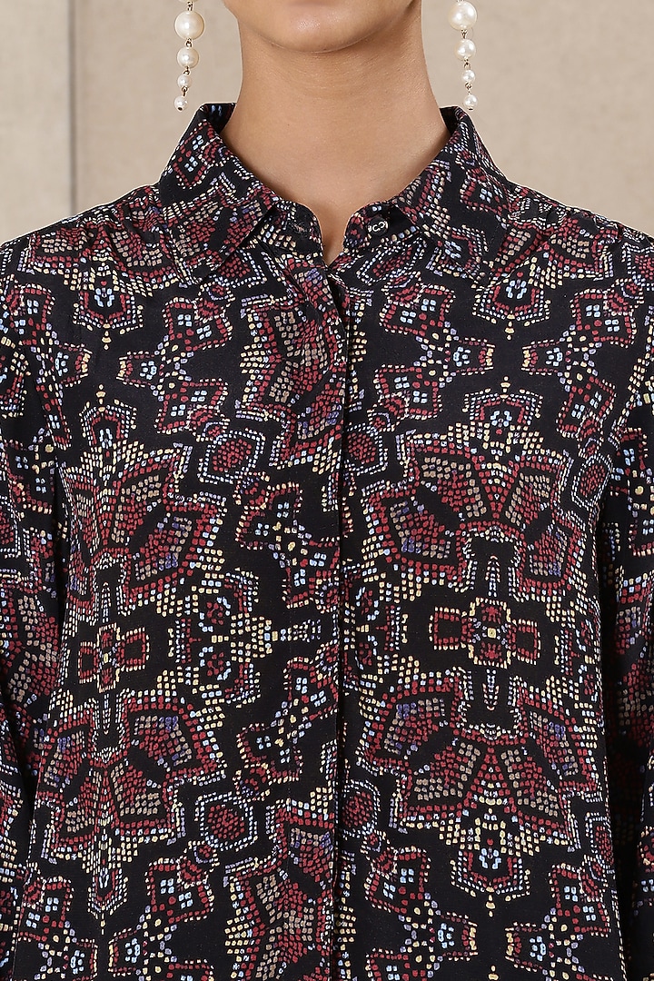 Black Printed Shirt by Ritu Kumar at Pernia's Pop Up Shop