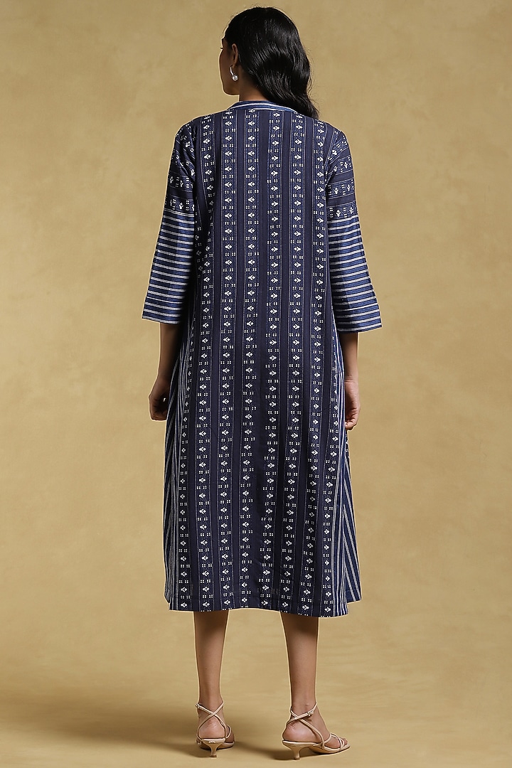 Navy Blue Cotton Kurta With Shrug by Ritu Kumar at Pernia's Pop Up Shop