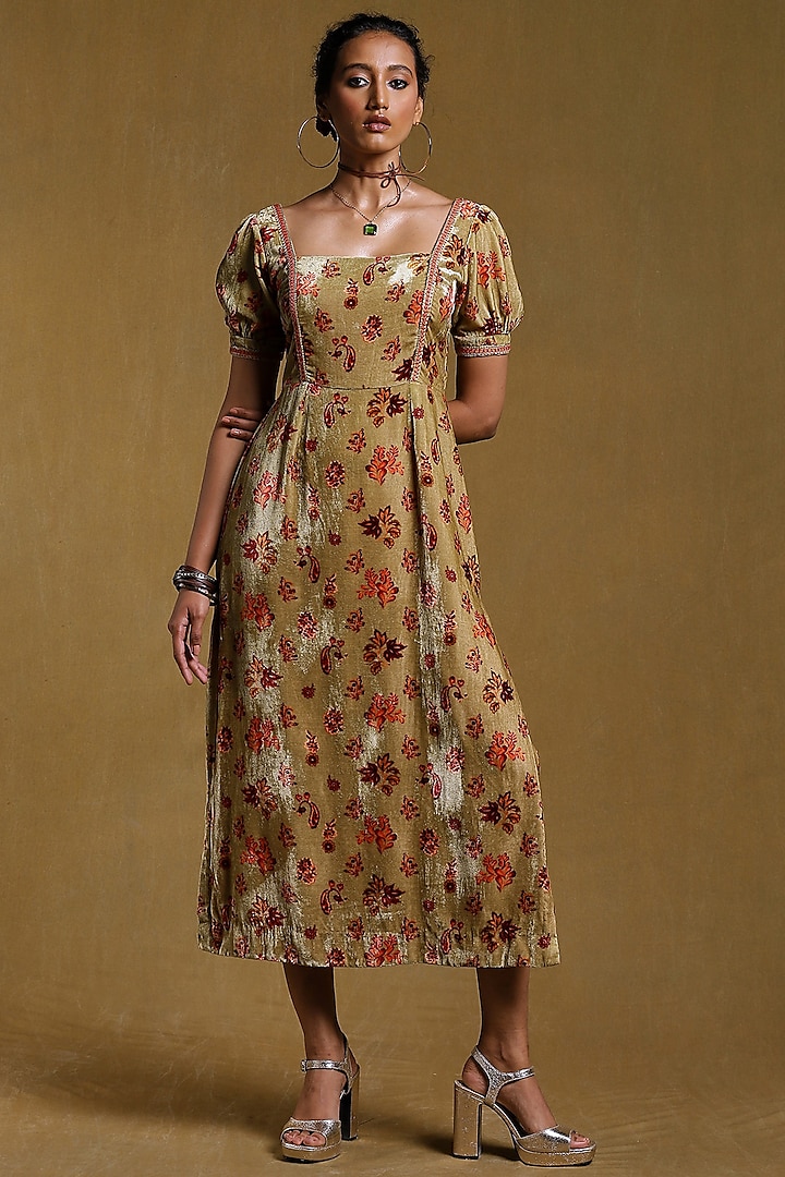 Green Printed Dress by Ritu Kumar