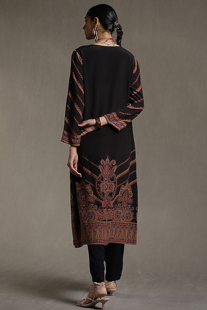 Black Printed Kurta Set by Ritu Kumar at Pernia's Pop Up Shop
