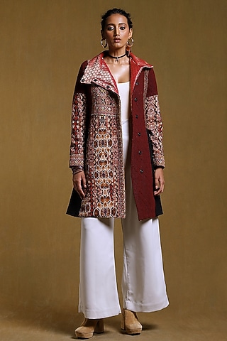 Black & Red Printed Jacket by Ritu Kumar