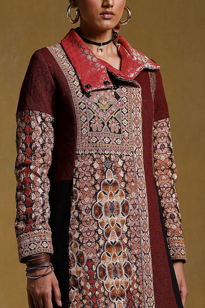 Black & Red Printed Jacket by Ritu Kumar at Pernia's Pop Up Shop