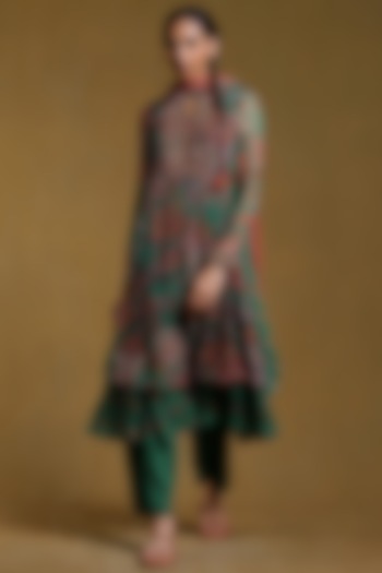 Green Printed Kurta Set by Ritu Kumar at Pernia's Pop Up Shop