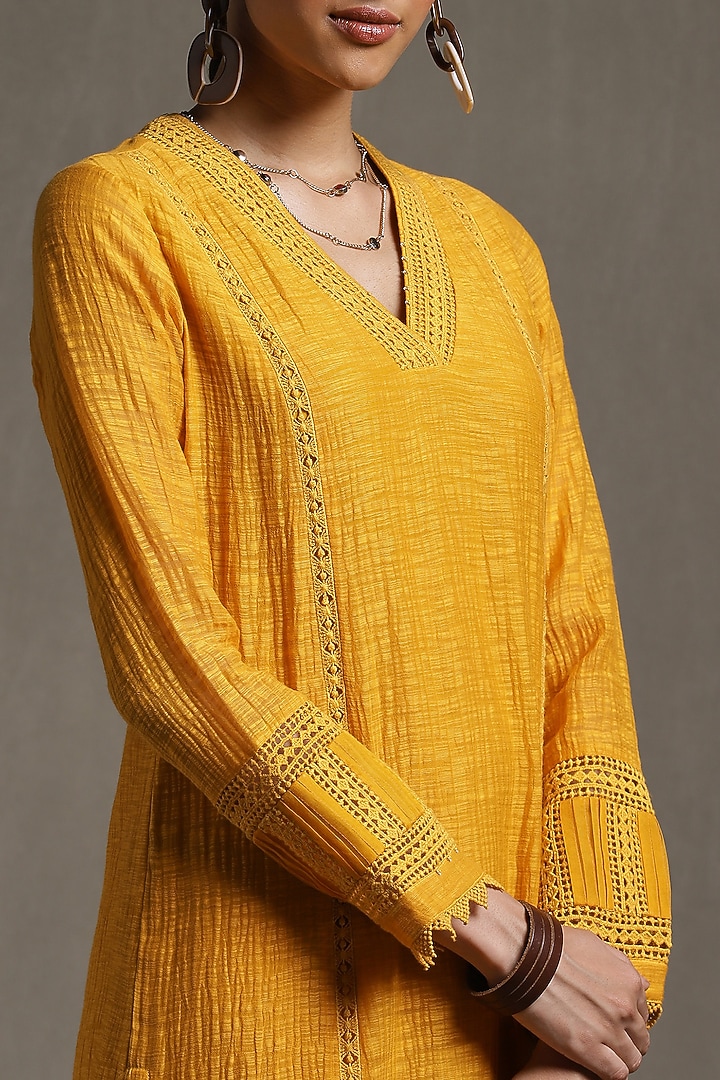 Yellow Viscose Kurta Set by Ritu Kumar at Pernia's Pop Up Shop