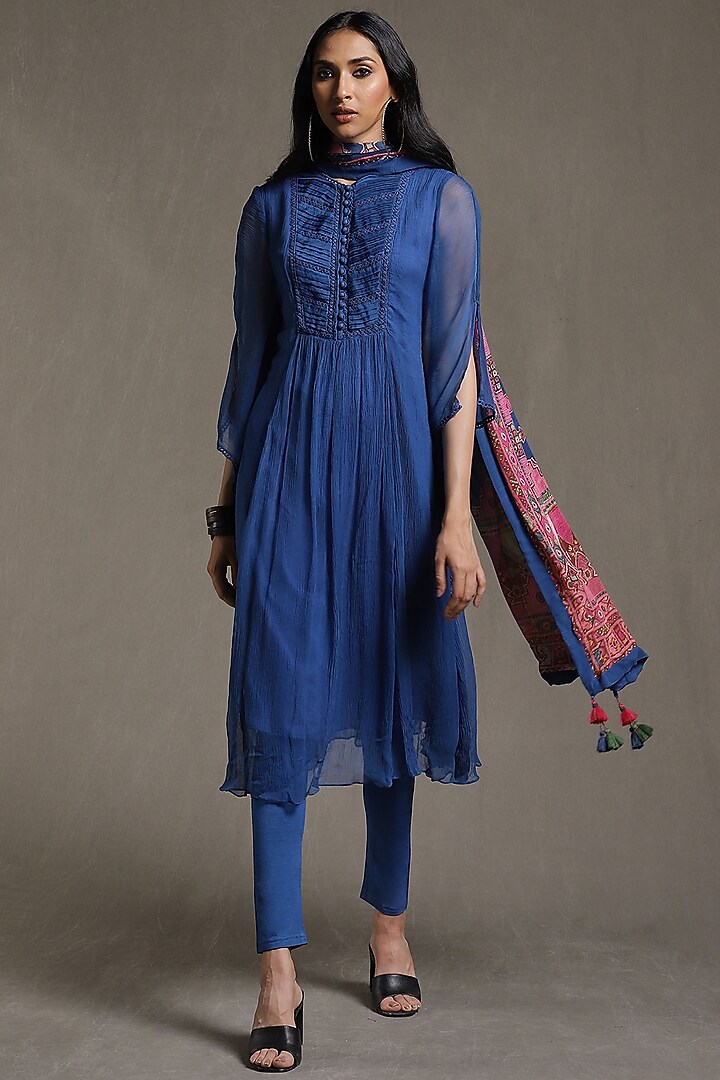 Blue Cotton Kurta Set by Ritu Kumar at Pernia's Pop Up Shop