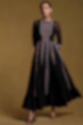 Black Embroidered Maxi Summer Dress by Ritu Kumar at Pernia's Pop Up Shop