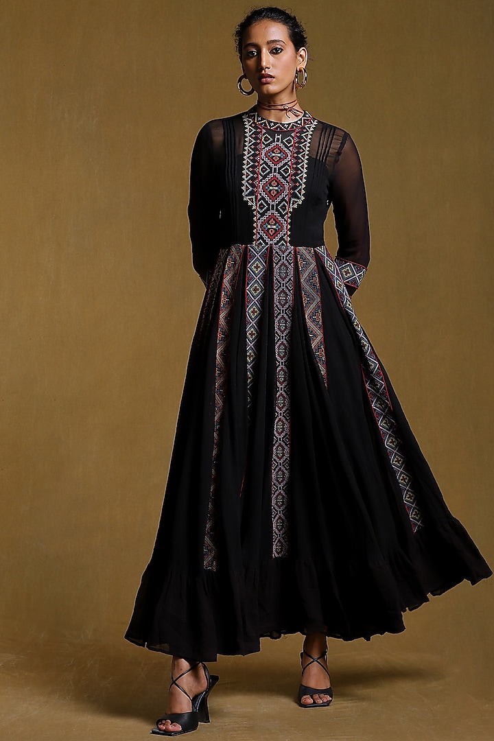Black Embroidered Maxi Dress by Ritu Kumar