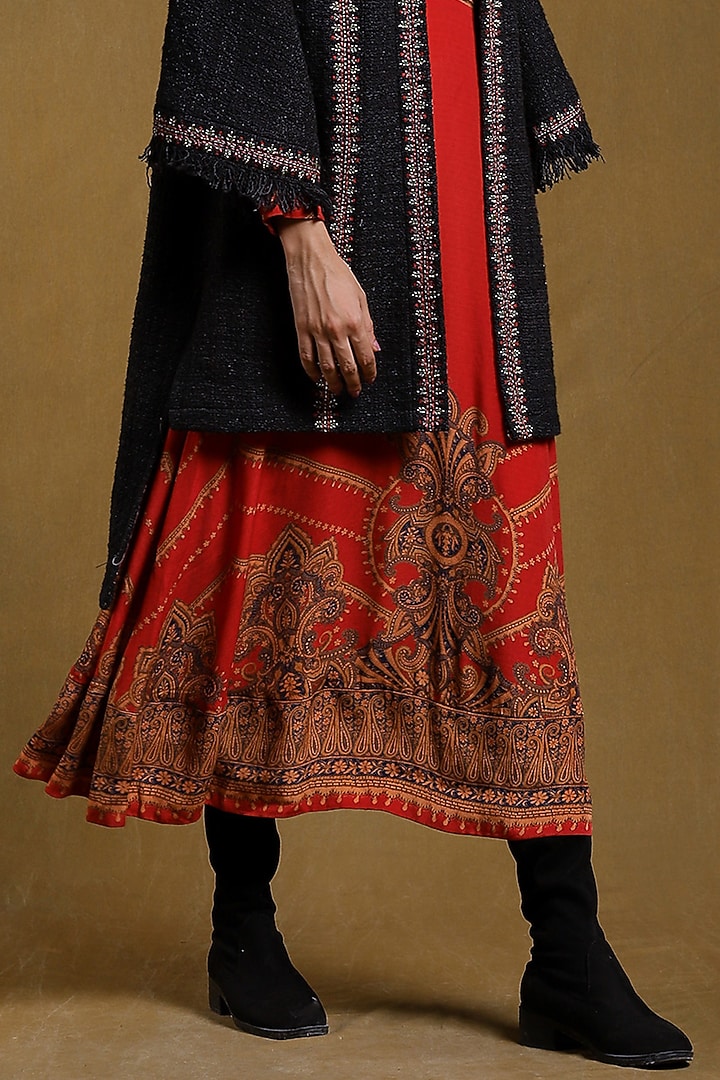 Black Cotton Embroidered Shrug by Ritu Kumar at Pernia's Pop Up Shop