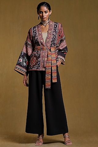 Black Printed Shrug by Ritu Kumar