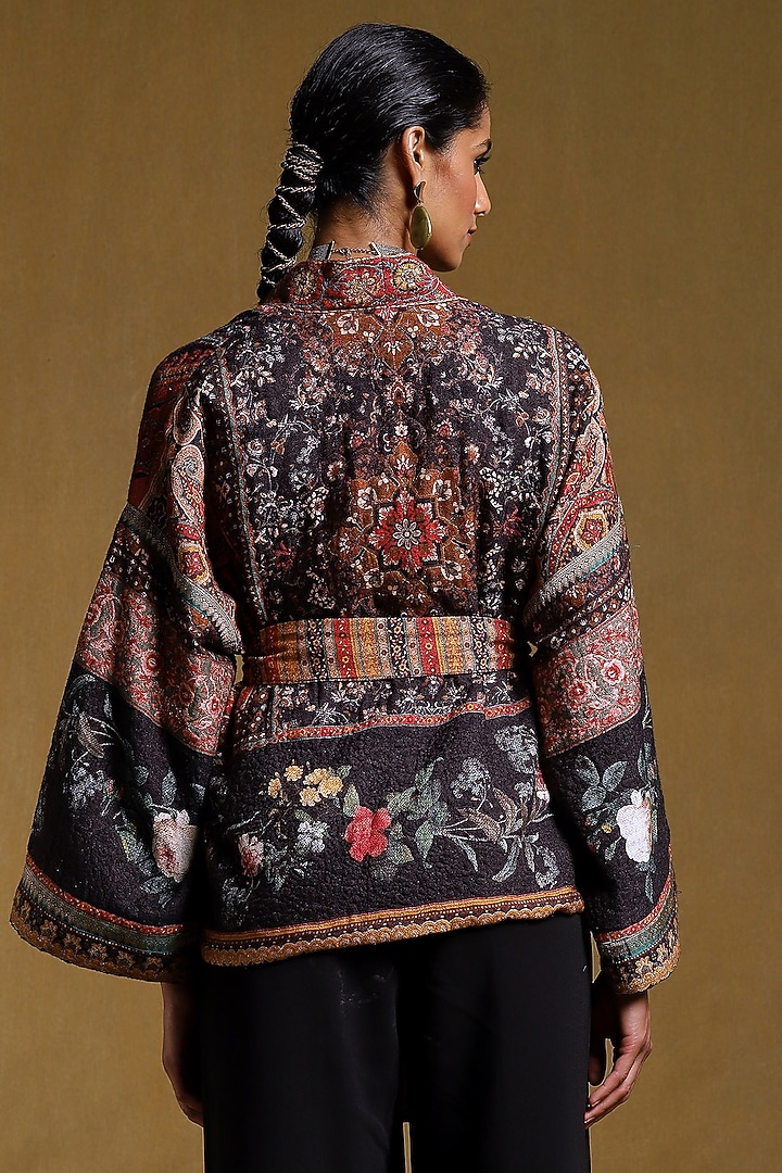 Black Printed Shrug by Ritu Kumar at Pernia's Pop Up Shop