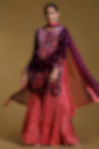 Pink Cotton Voile Sharara Set by Ritu Kumar
