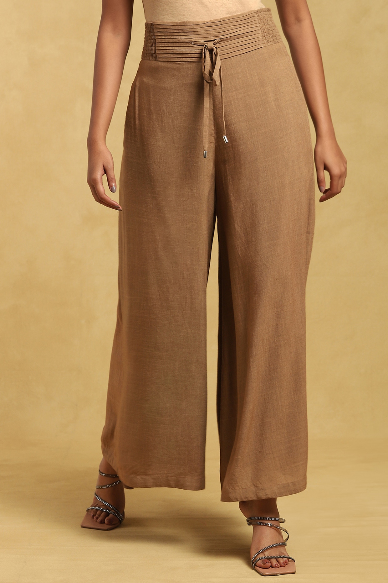 Buy SVARCHI Women's Cotton Flax Solid Straight Trouser Pant (Brown) Online  at Best Prices in India - JioMart.