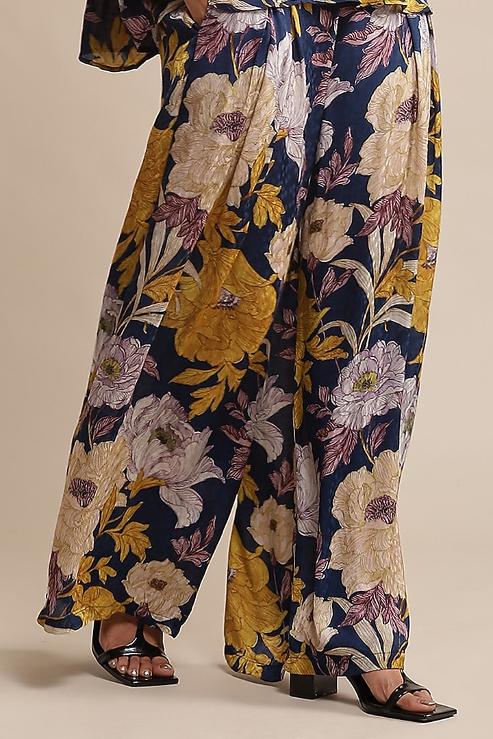 Blue Viscose Dobby Floral Printed Co-Ord Set by Ritu Kumar at Pernia's Pop Up Shop