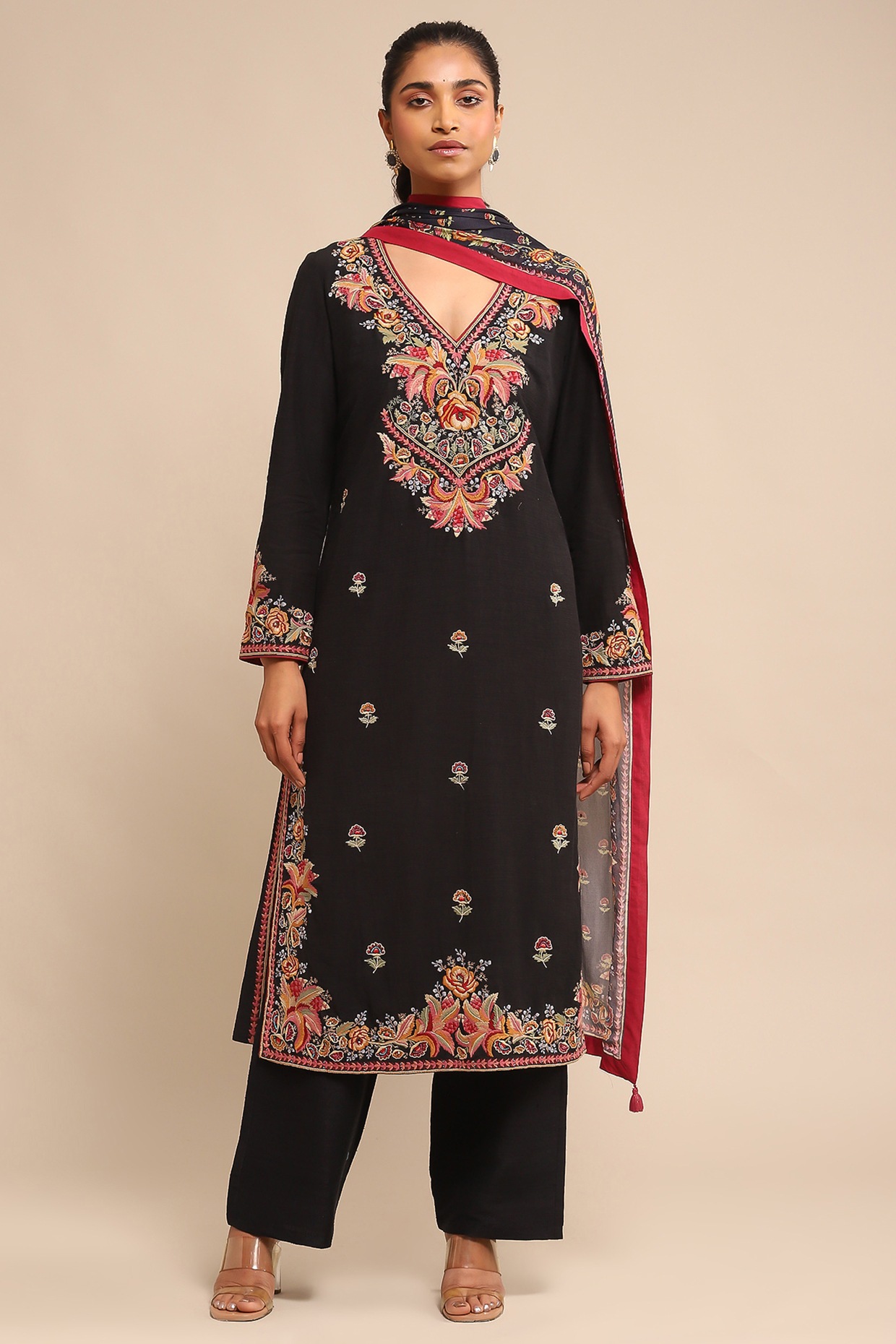 Kaftan/indian Ethnic Kurta With Palazzo Pant and Jacket/ Layered Kurta/  Long Dress Set/palazzo/ Jacket/ Block Print/modal Silk - Etsy
