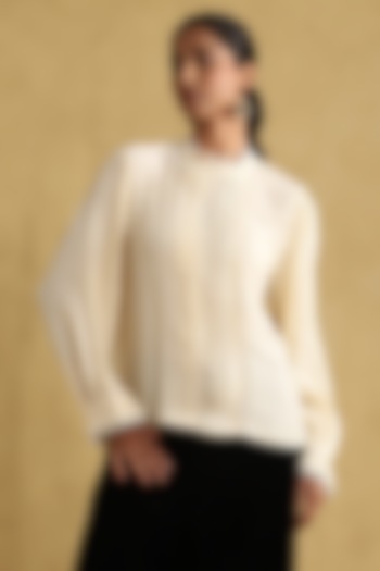 Off-White Vintage Crepe Top by Ritu Kumar at Pernia's Pop Up Shop