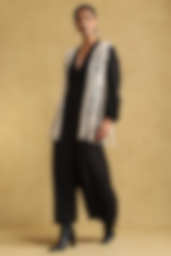 White Jersey Macrame Shrug by Ritu Kumar at Pernia's Pop Up Shop