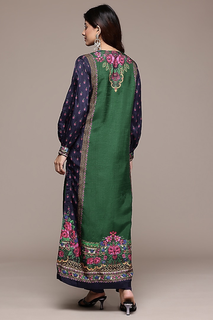 Green Viscose Dupion Floral Printed Kurta Set by Ritu Kumar at Pernia's Pop Up Shop