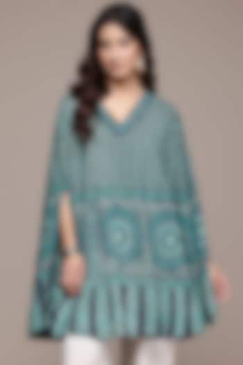 Teal Vintage Crepe A-Line Kurta by Ritu Kumar at Pernia's Pop Up Shop