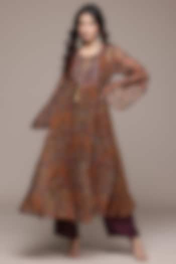 Brown Viscose Chiffon Paisley Printed Kurta Set by Ritu Kumar at Pernia's Pop Up Shop