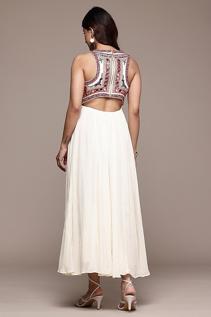 Ecru Cotton Slub Sleeveless Flared Vacation Dress by Ritu Kumar at Pernia's Pop Up Shop