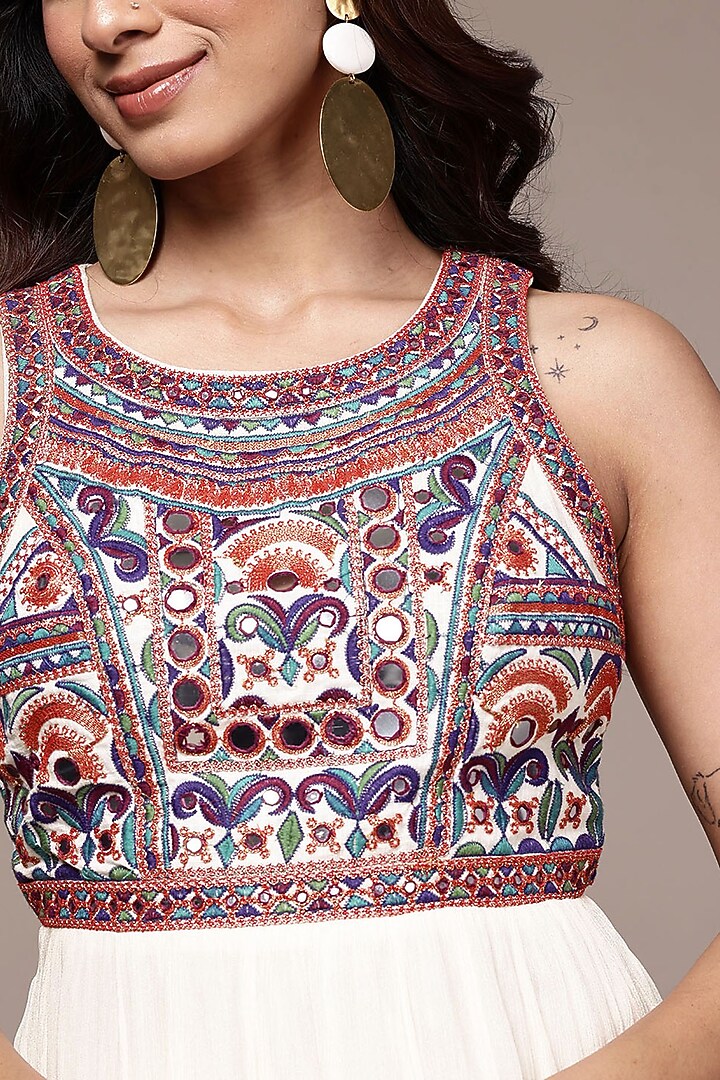 Ecru Cotton Slub Sleeveless Flared Vacation Dress by Ritu Kumar at Pernia's Pop Up Shop