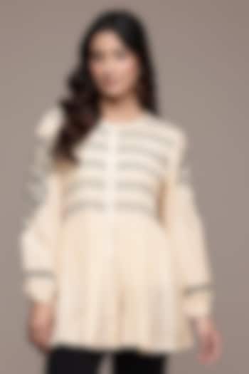 Ecru Viscose Silk Top With Camisole by Ritu Kumar at Pernia's Pop Up Shop