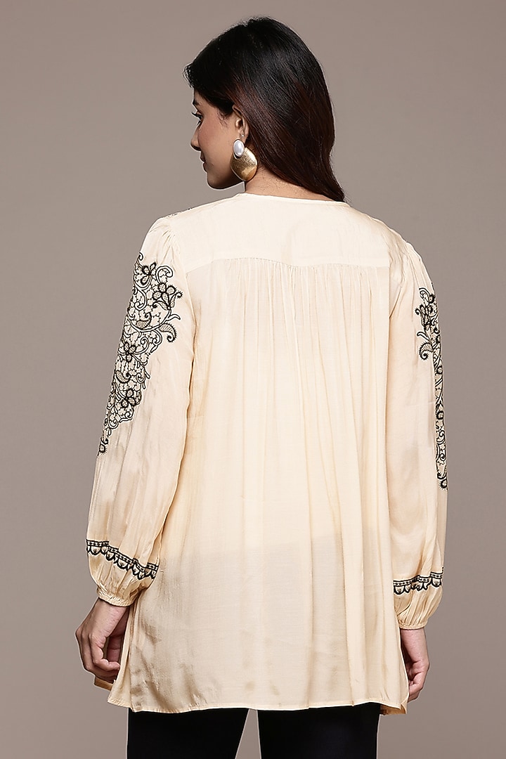 Ecru Viscose Silk Top With Camisole by Ritu Kumar at Pernia's Pop Up Shop