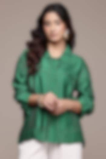 Green Staple Silk Shirt by Ritu Kumar at Pernia's Pop Up Shop
