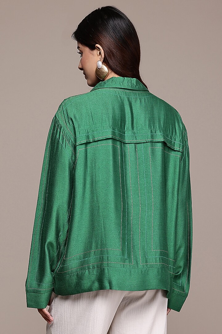 Green Staple Silk Shirt by Ritu Kumar at Pernia's Pop Up Shop
