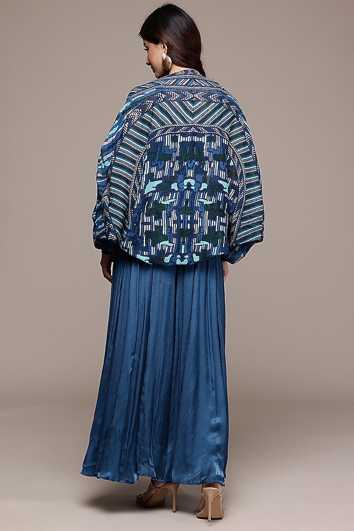 Teal Crimp Satin Pant Set by Ritu Kumar at Pernia's Pop Up Shop