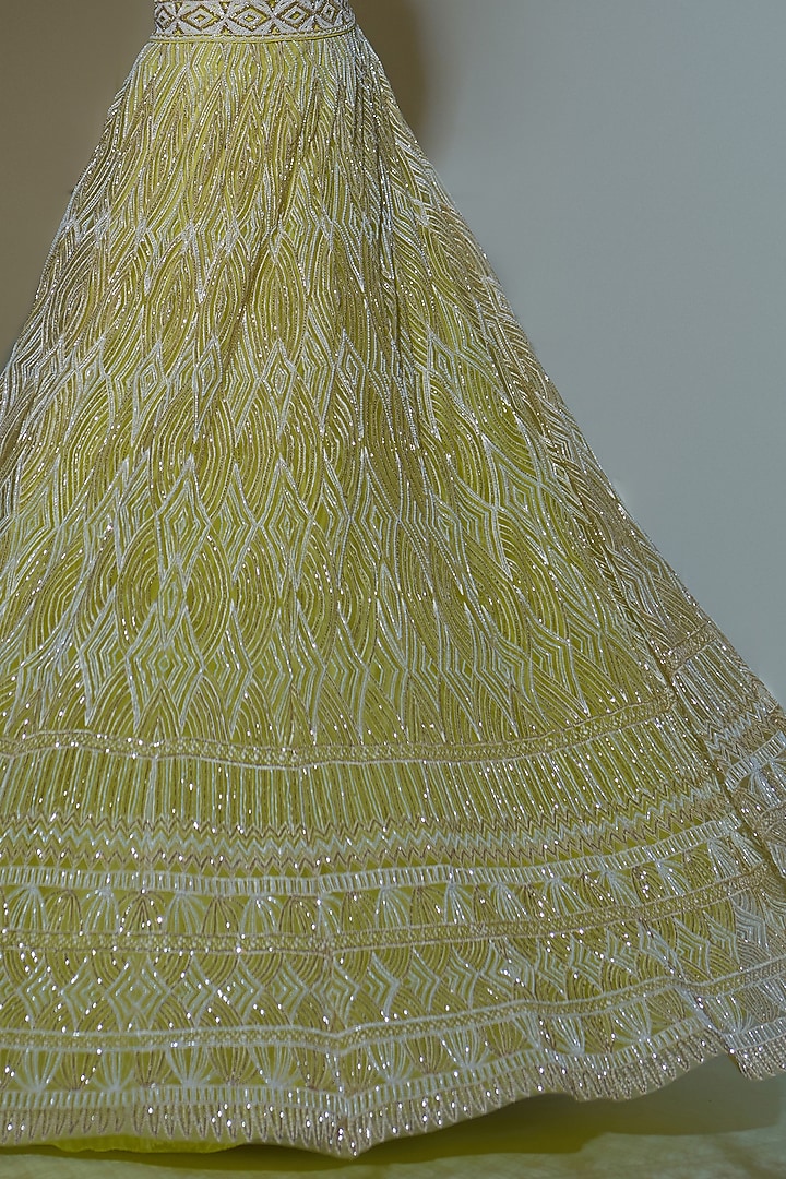 Lime Green Embroidered Bridal Lehenga Set by Ritika Mirchandani at Pernia's Pop Up Shop