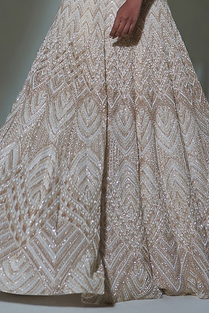 Chrome Gold Embroidered Bridal Lehenga Set by Ritika Mirchandani at Pernia's Pop Up Shop