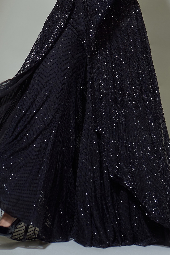 Black Embroidered Bridal Anarkali Set by Ritika Mirchandani at Pernia's Pop Up Shop