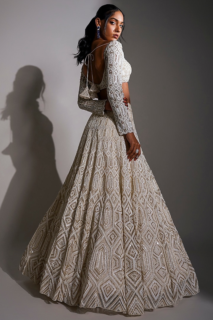 Ivory & Gold Embroidered Bridal Lehenga Set by Ritika Mirchandani at Pernia's Pop Up Shop