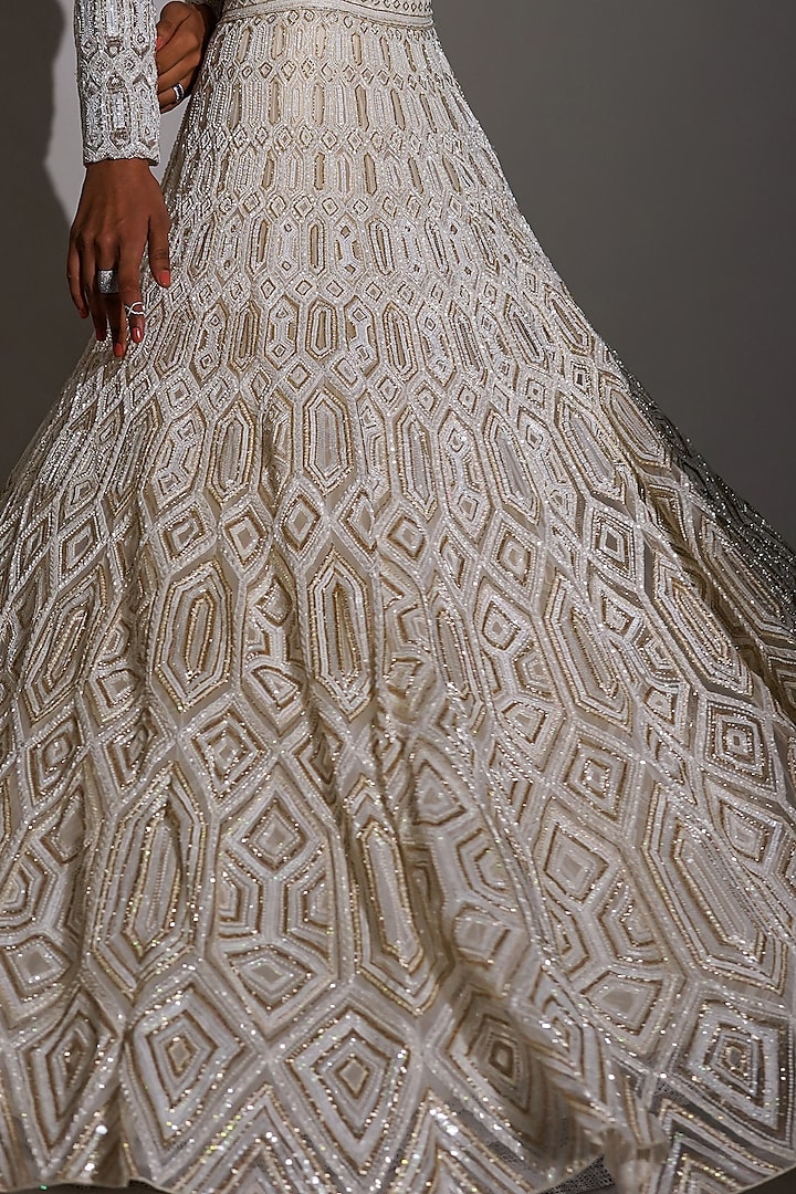 Ivory & Gold Embroidered Bridal Lehenga Set by Ritika Mirchandani at Pernia's Pop Up Shop
