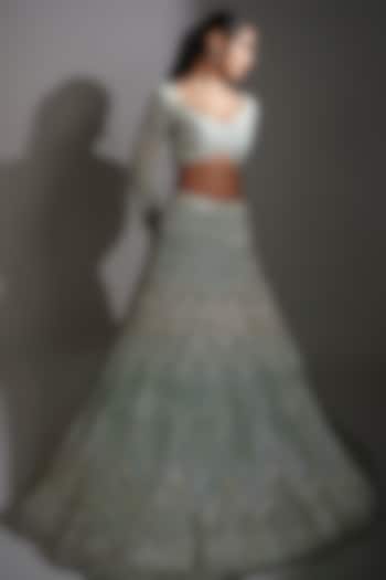 Aqua Double Georgette Bridal Lehenga Set by Ritika Mirchandani at Pernia's Pop Up Shop