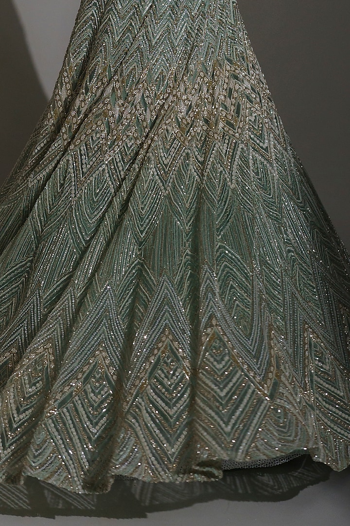 Aqua Double Georgette Bridal Lehenga Set by Ritika Mirchandani at Pernia's Pop Up Shop