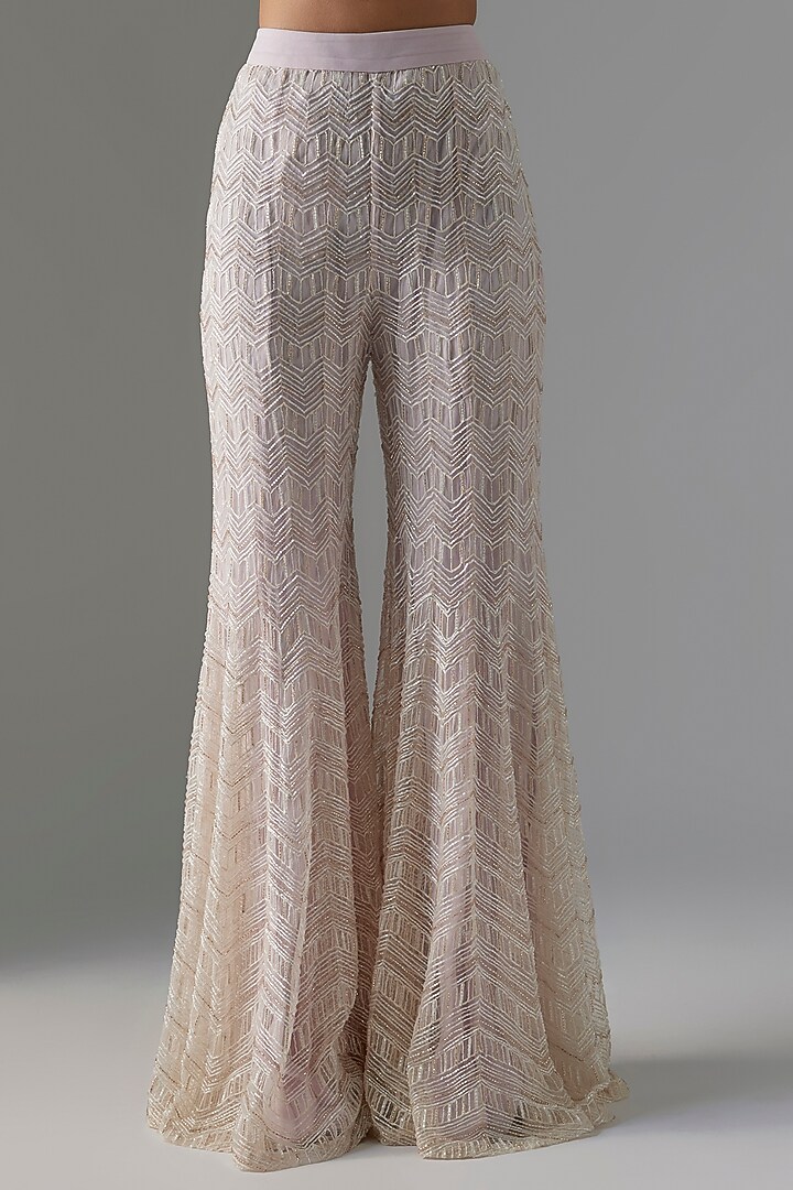 Lavender Net & Double Georgette Thread Embroidered Bridal Sharara Set by Ritika Mirchandani at Pernia's Pop Up Shop