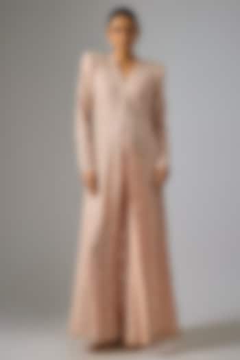 Blush Pink Double Georgette Kalidar Jacket Set by Ritika Mirchandani at Pernia's Pop Up Shop