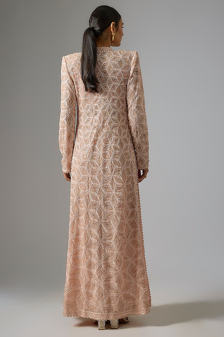 Blush Pink Double Georgette Kalidar Jacket Set by Ritika Mirchandani at Pernia's Pop Up Shop