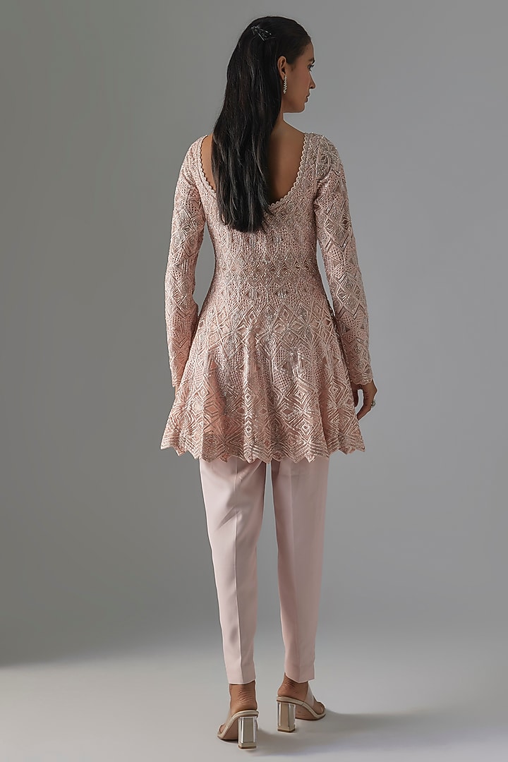 Blush Pink Crepe & Net Bridal Anarkali Set by Ritika Mirchandani at Pernia's Pop Up Shop