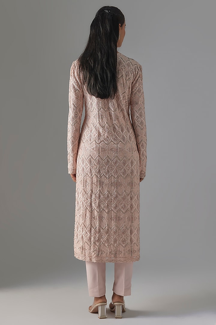 Blush Pink Crepe & Net Bridal Anarkali Set by Ritika Mirchandani at Pernia's Pop Up Shop