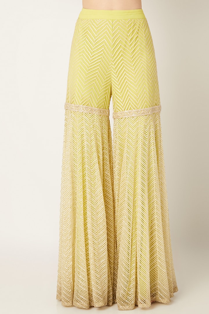 Lime Green Embroidered Bridal Sharara Set by Ritika Mirchandani at Pernia's Pop Up Shop