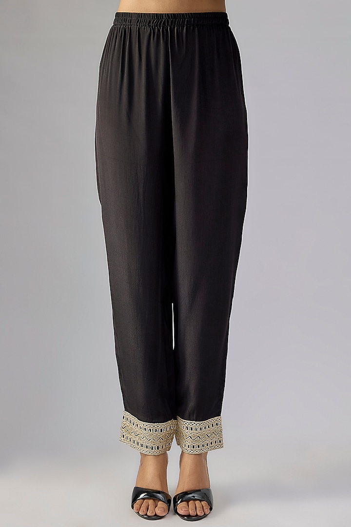 Black Double Georgette Crystal Embroidered Kaftan Set by Ritika Mirchandani at Pernia's Pop Up Shop