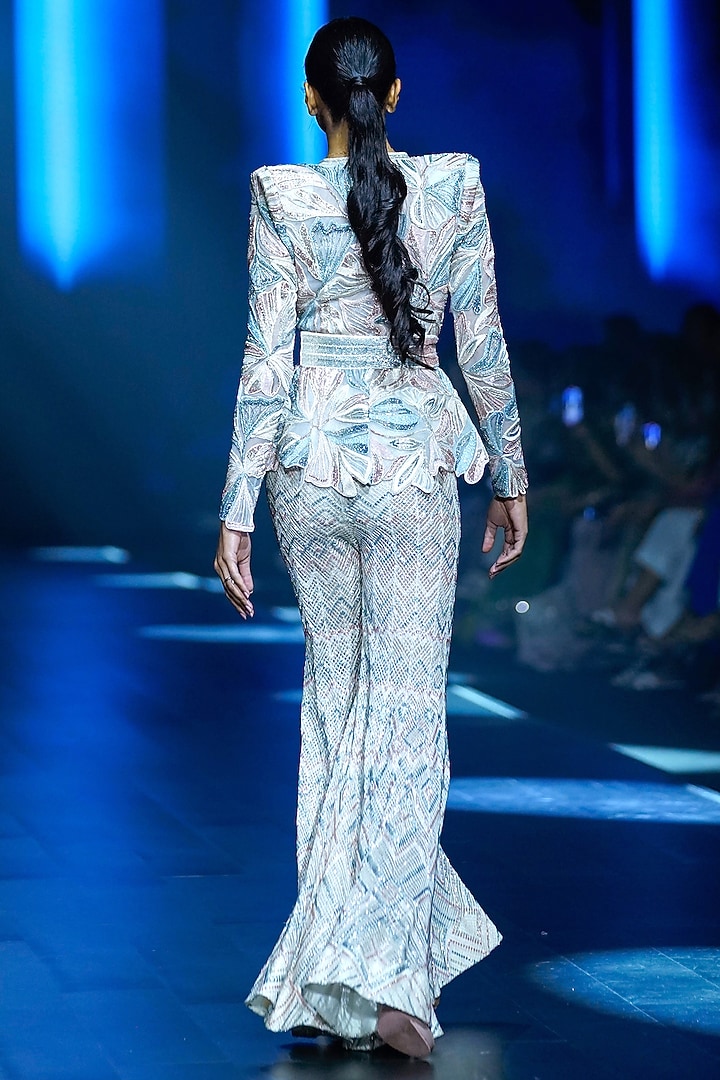 Ivory-Pastel Net Embellished Bridal Sharara Set by Ritika Mirchandani at Pernia's Pop Up Shop